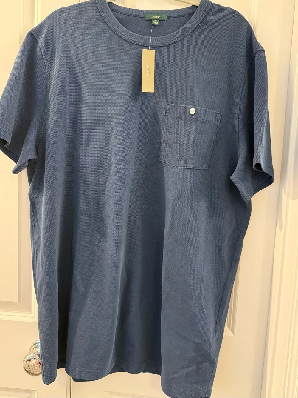 J.Crew men's blue washed piqué pocket t-shirt Size XL 100% cotton